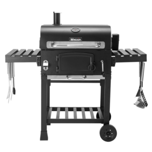 Xocial Charcoal BBQ Grill for Garden & Outdoor – Foldable Heavy Duty Barbeque – Black Powder-Coated With Stainless-Steel Trim Strip